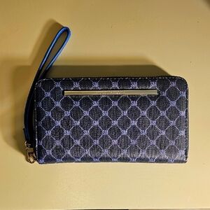 Steve Madden Black and Purple Monogram Wristlet Wallet